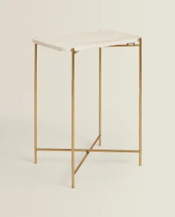 Bedside/Occasional Tables*ZARA Home Marble Side Table Cream
