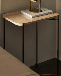 Bedside/Occasional Tables*ZARA Home Marble Side Table Cream