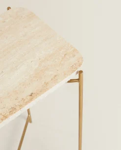 Bedside/Occasional Tables*ZARA Home Marble Side Table Cream