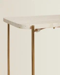 Bedside/Occasional Tables*ZARA Home Marble Side Table Cream
