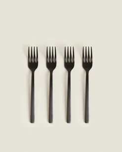 Cutlery*ZARA Home Matte Brunch Forks (Pack Of 4) Black
