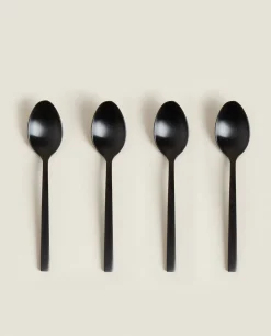 Cutlery*ZARA Home Matte Dessert Spoons (Pack Of 4) Black