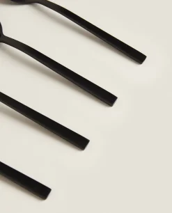 Cutlery*ZARA Home Matte Dessert Spoons (Pack Of 4) Black