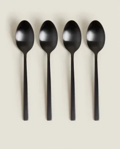 Cutlery*ZARA Home Matte Spoons (Pack Of 4) Black