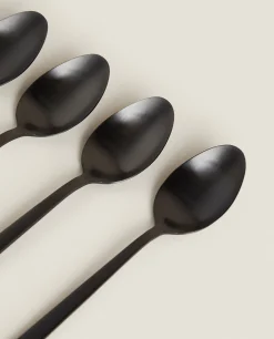 Cutlery*ZARA Home Matte Spoons (Pack Of 4) Black