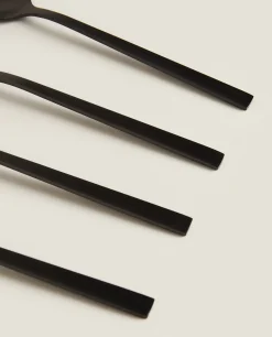 Cutlery*ZARA Home Matte Spoons (Pack Of 4) Black