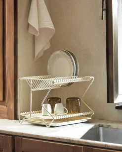 Cleaning*ZARA Home Metal Dish Rack With Tray Cream