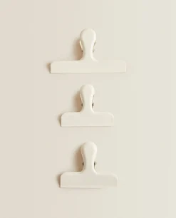 Storage*ZARA Home Metallic Clips (Set Of 3) Cream