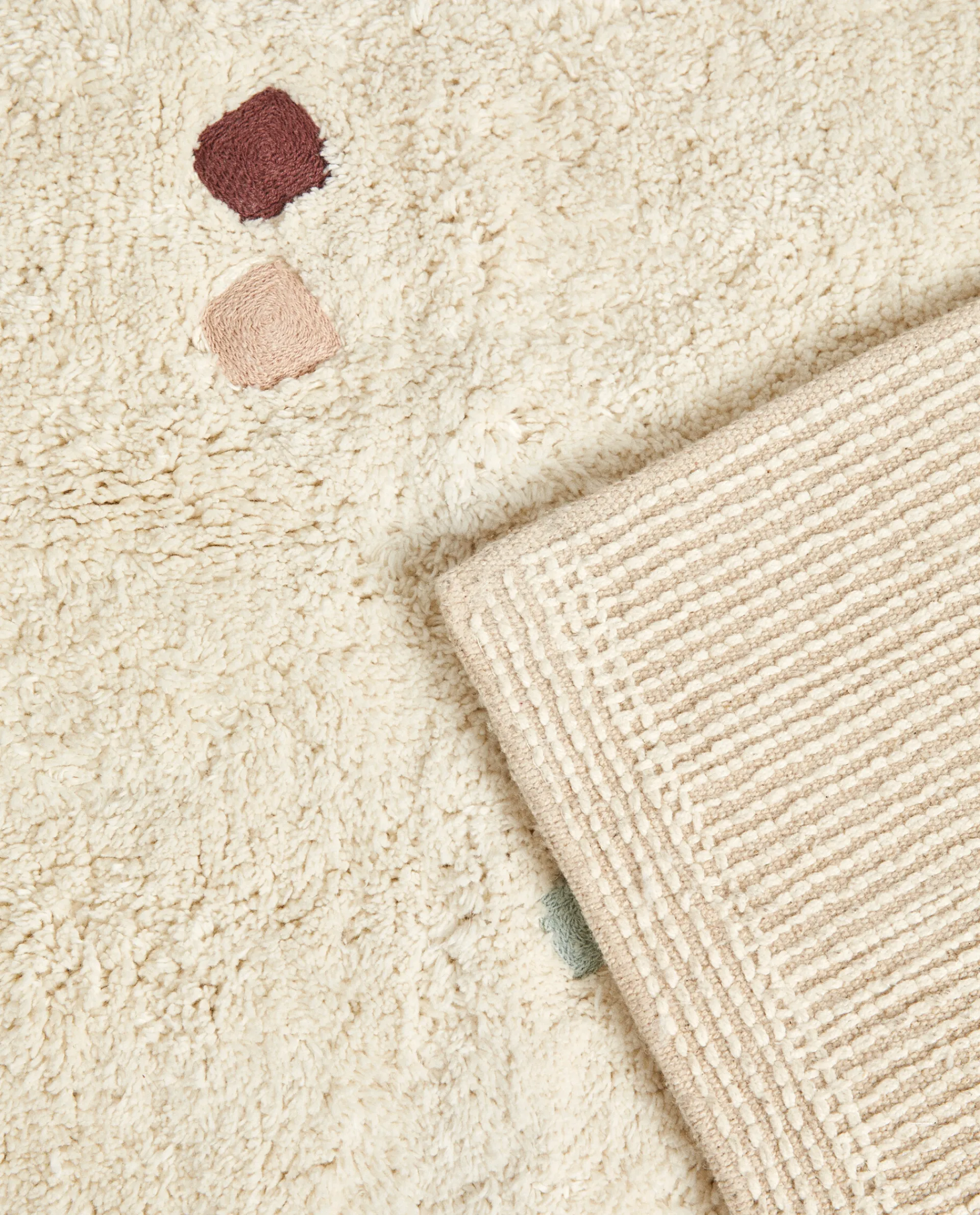 Rugs*ZARA Home Multicolored Embroidered Check Rug Oyster White