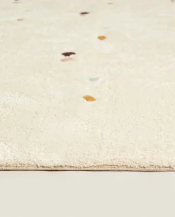 Rugs*ZARA Home Multicolored Embroidered Check Rug Oyster White