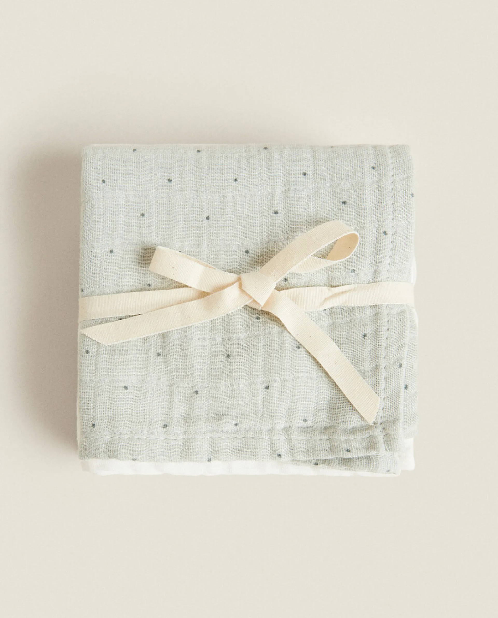 Mealtime*ZARA Home Multicolored Muslin Cloths (Pack Of 3) Green