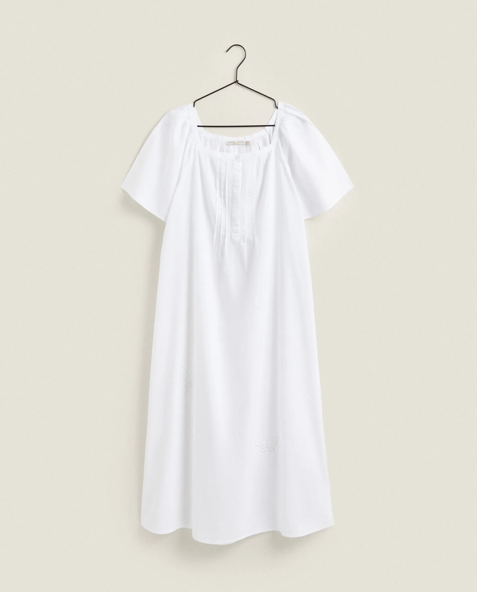 Nightdresses*ZARA Home Nightgown With Embroidered Butterflies White