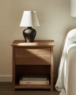 Bedside/Occasional Tables*ZARA Home Oak Wood Bedside Table Natural Colour