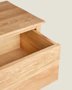 Bedside/Occasional Tables*ZARA Home Oak Wood Bedside Table Natural Colour