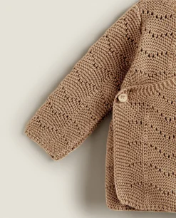Clothing And Footwear*ZARA Home Openwork Cardigan Brown