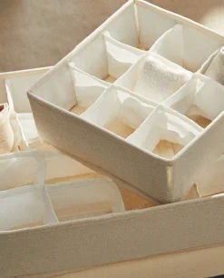 Storage*ZARA Home Organizer Basket With Compartments Cream