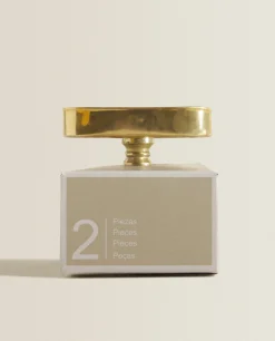 Door Knobs*ZARA Home Oval Marble Door Knob (Pack Of 2) Golden