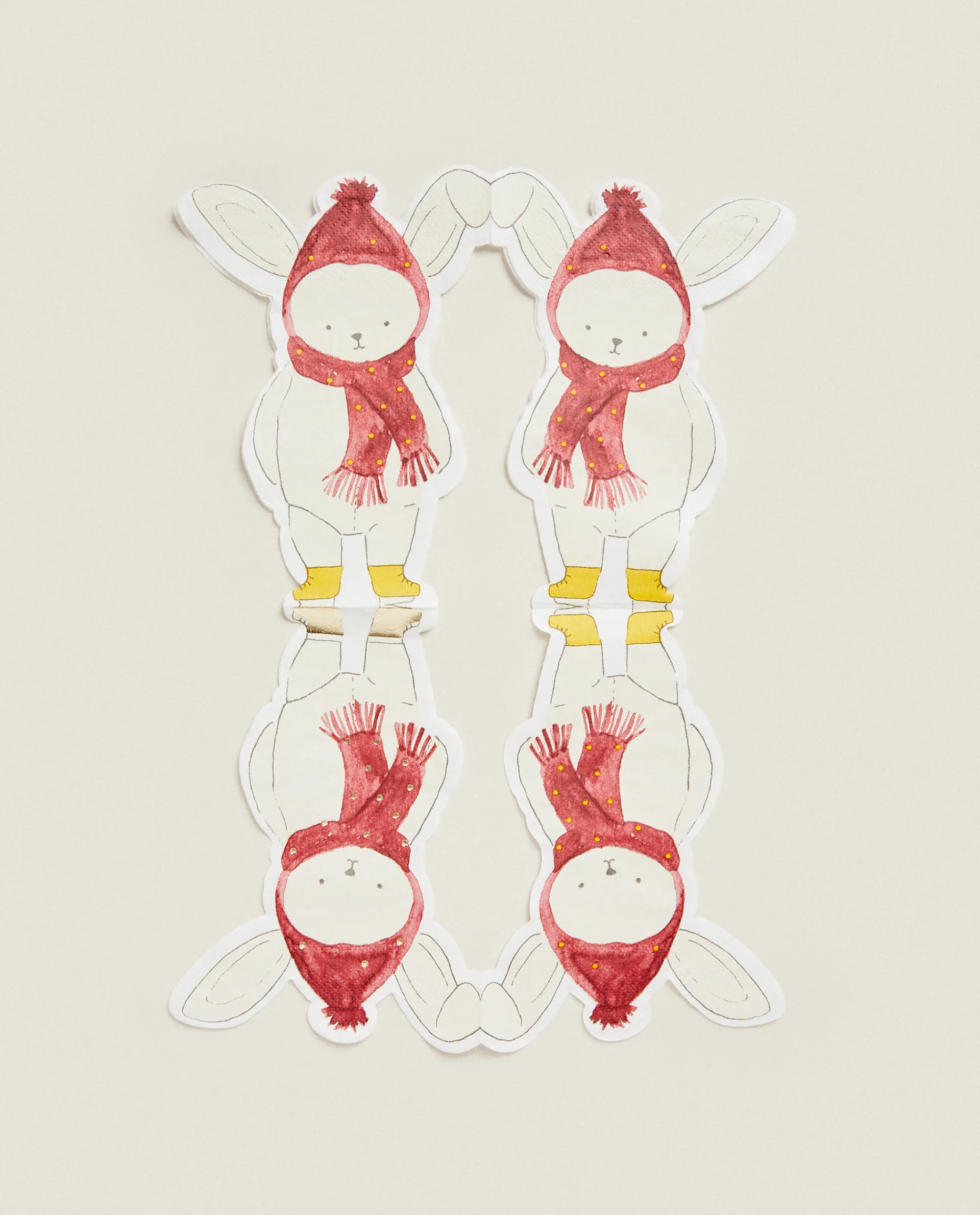 Kids*ZARA Home Pack Of Children'S Paper Napkins With Christmas Bunny Rabbit Multicolored
