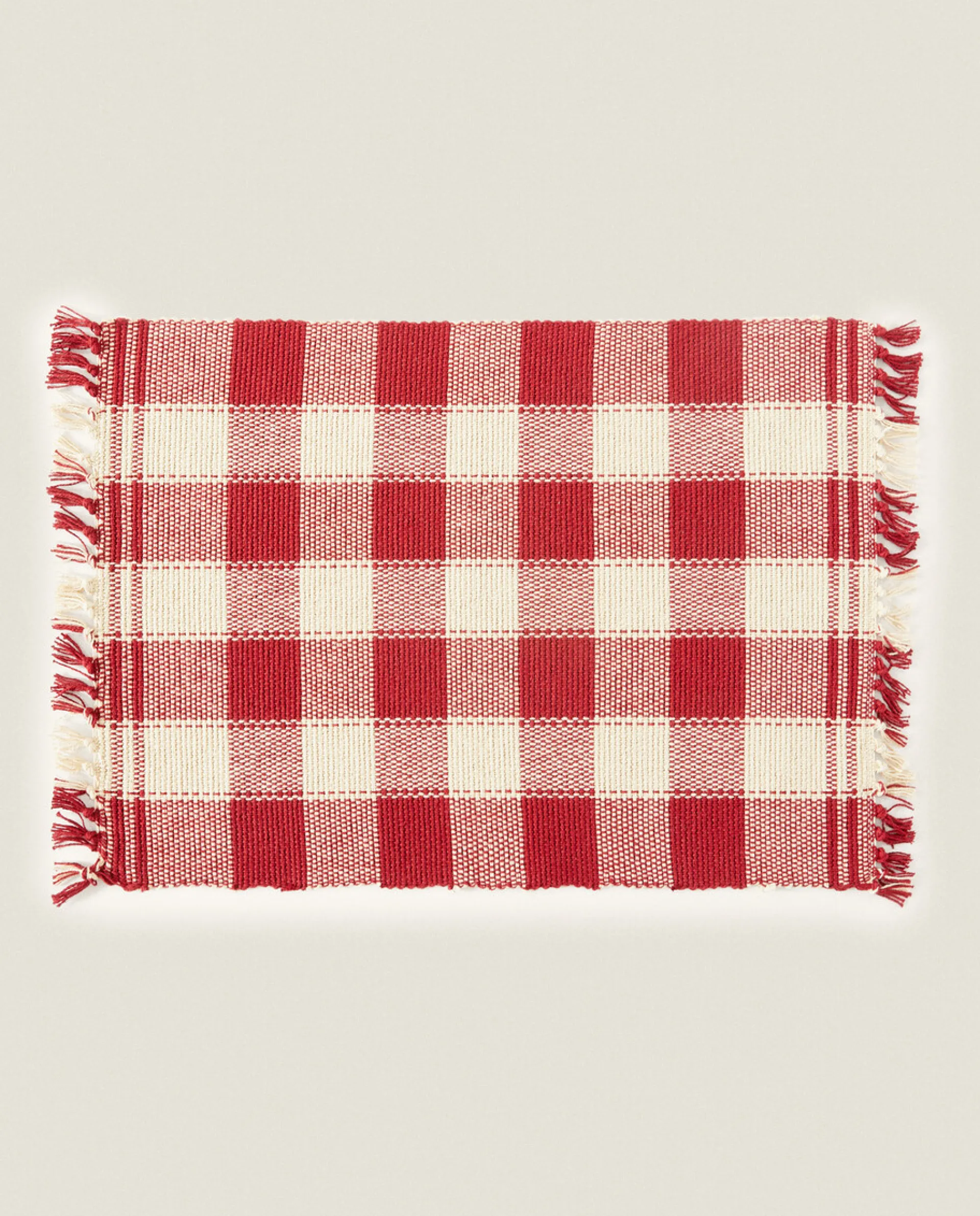 Dining*ZARA Home Pack Of Christmas Check Placemats Red