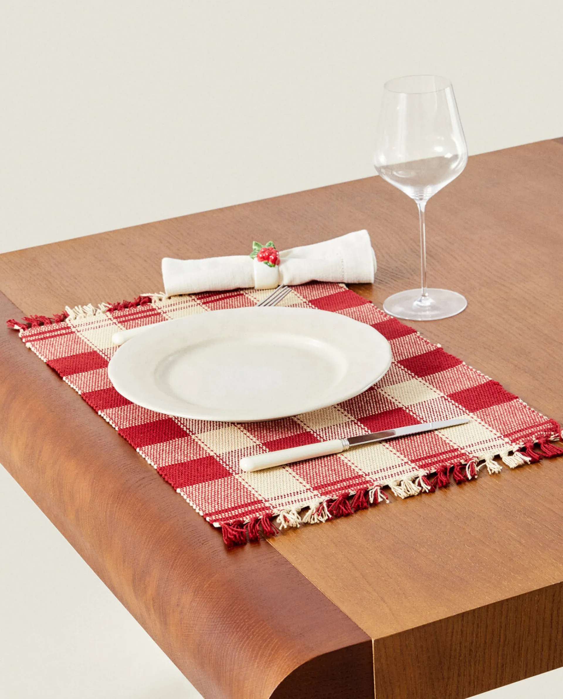 Dining*ZARA Home Pack Of Christmas Check Placemats Red