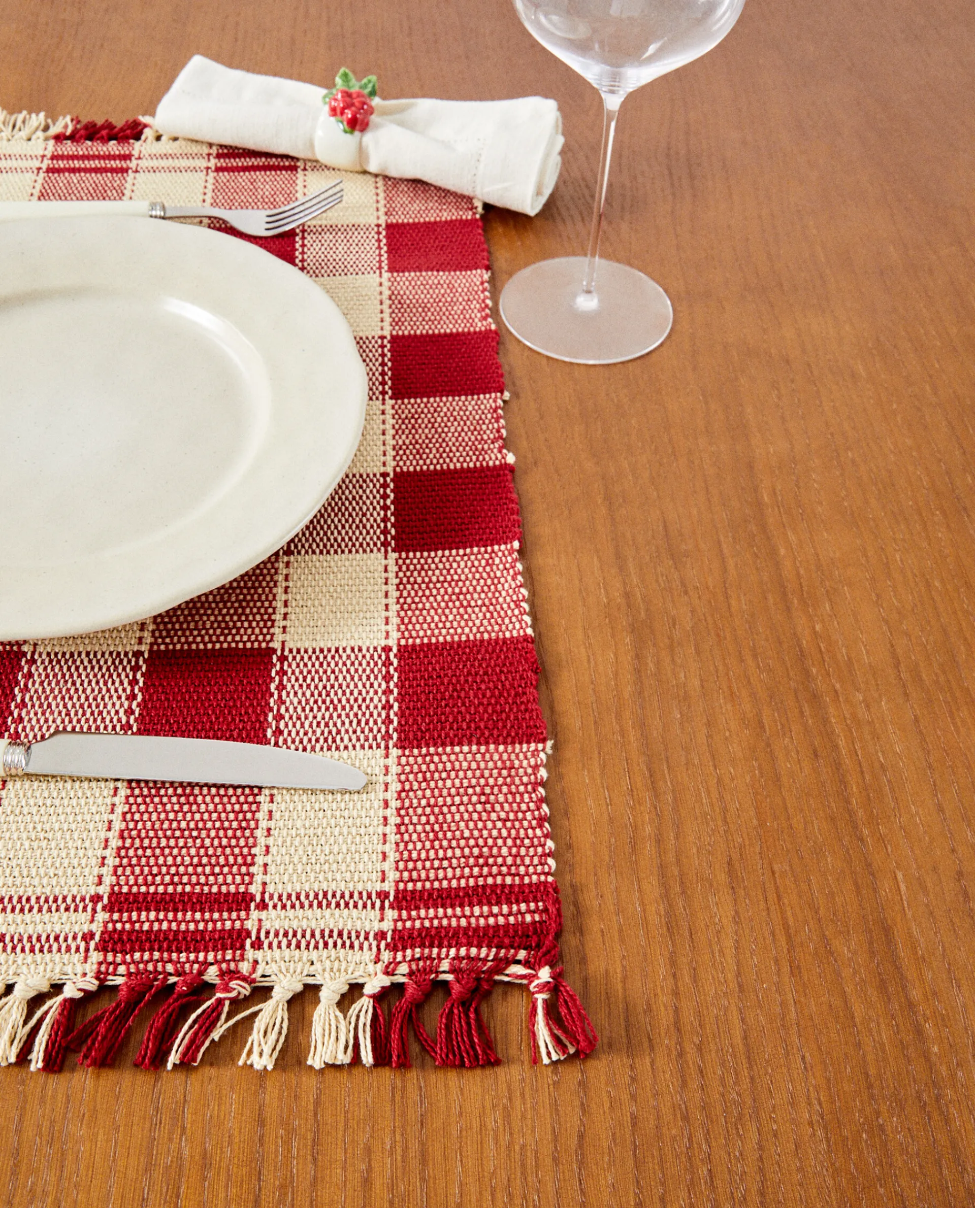 Dining*ZARA Home Pack Of Christmas Check Placemats Red