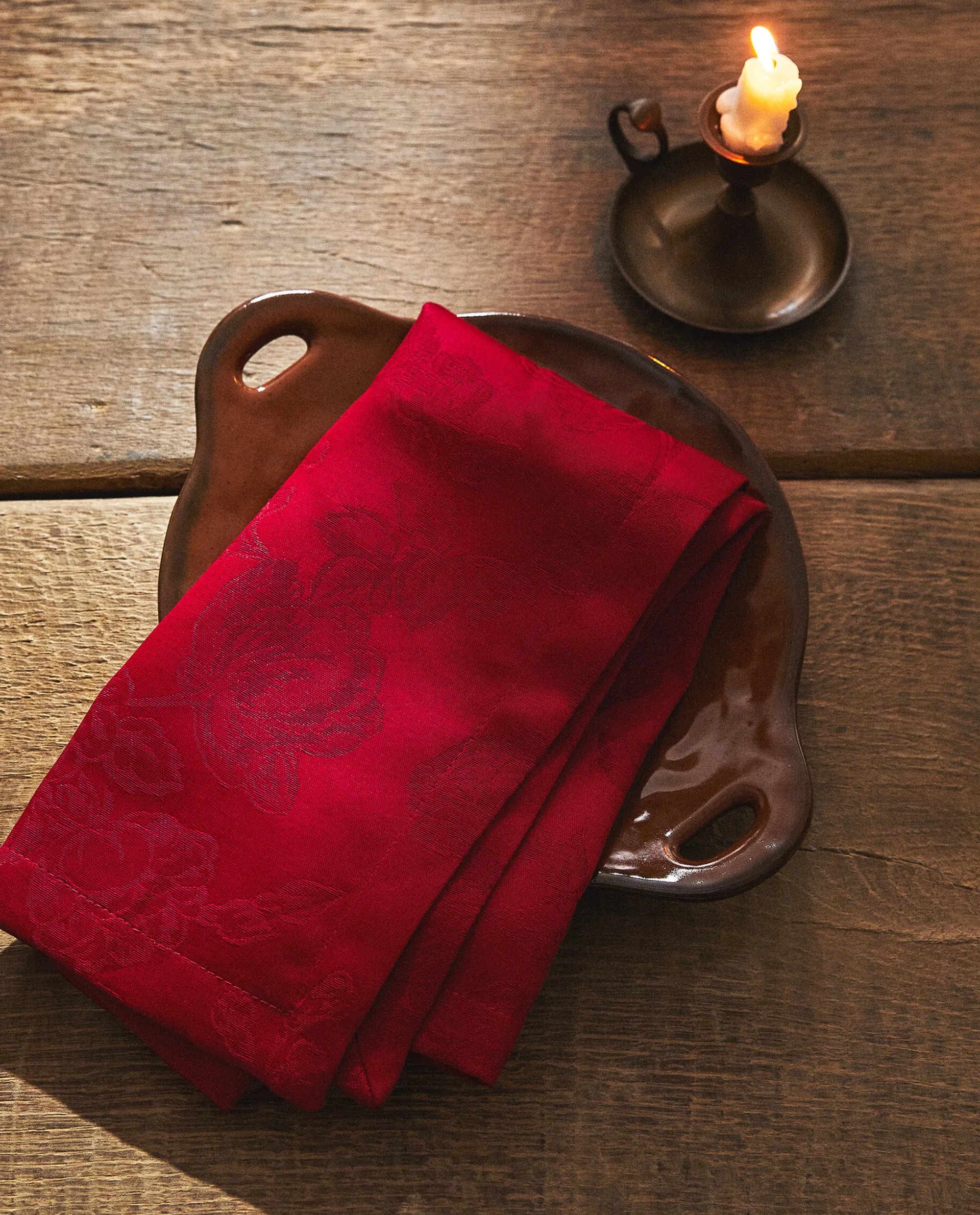 Dining*ZARA Home Pack Of Christmas Floral Jacquard Napkins Red