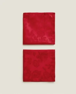Dining*ZARA Home Pack Of Christmas Floral Jacquard Napkins Red