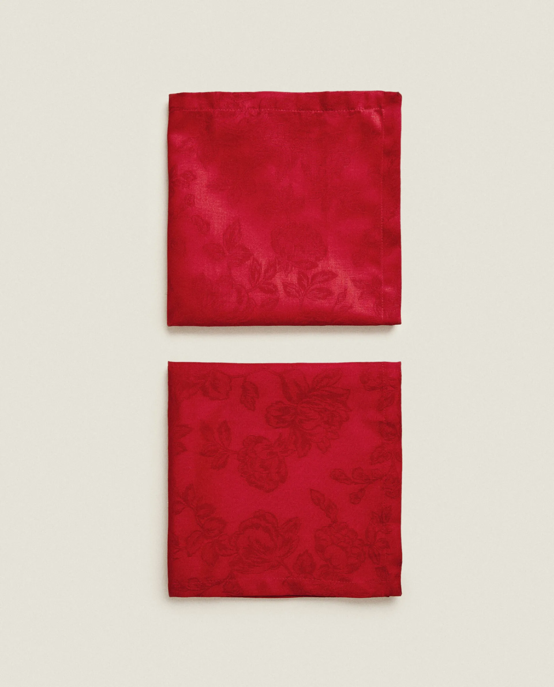Dining*ZARA Home Pack Of Christmas Floral Jacquard Napkins Red