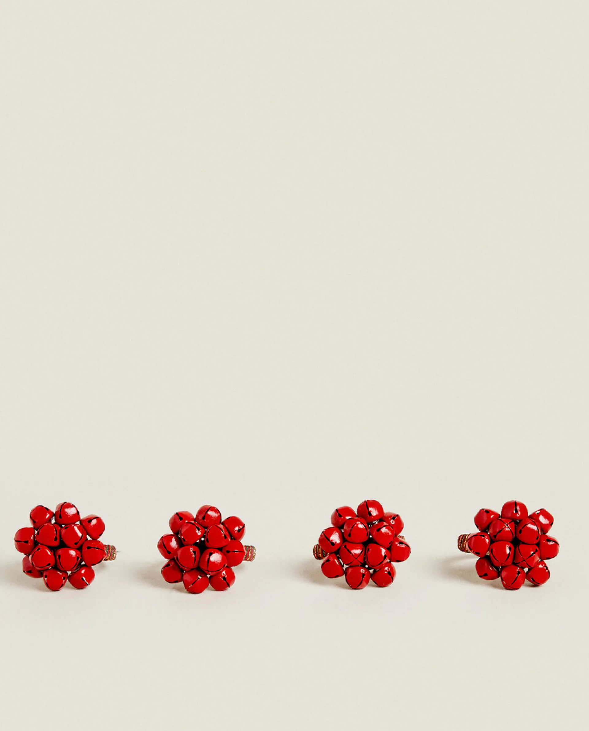 Dining*ZARA Home Pack Of Christmas Sleigh Bell Napkin Rings Red