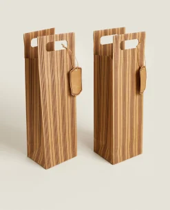 Wine & Cheese Collection*ZARA Home Pack Of Wine Gift Bags Brown