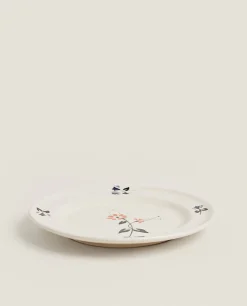 Dinner Plates*ZARA Home Painted Floral Dinner Plate Beige