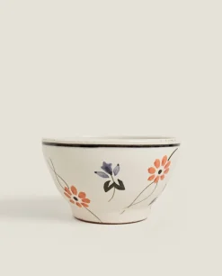 Bowls*ZARA Home Painted Flower Bowl Beige