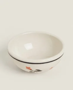 Bowls*ZARA Home Painted Flower Mini Bowl Beige