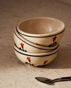 Bowls*ZARA Home Painted Flower Mini Bowl Beige