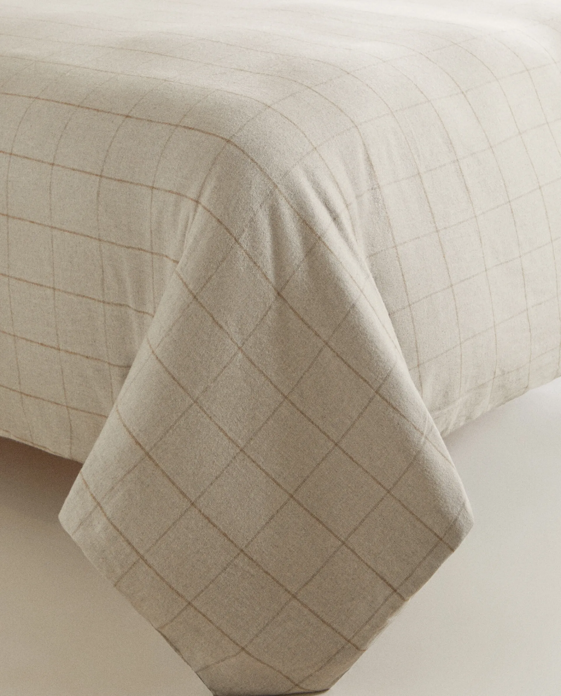 Duvet Covers*ZARA Home Plaid Flannel Duvet Cover Sand