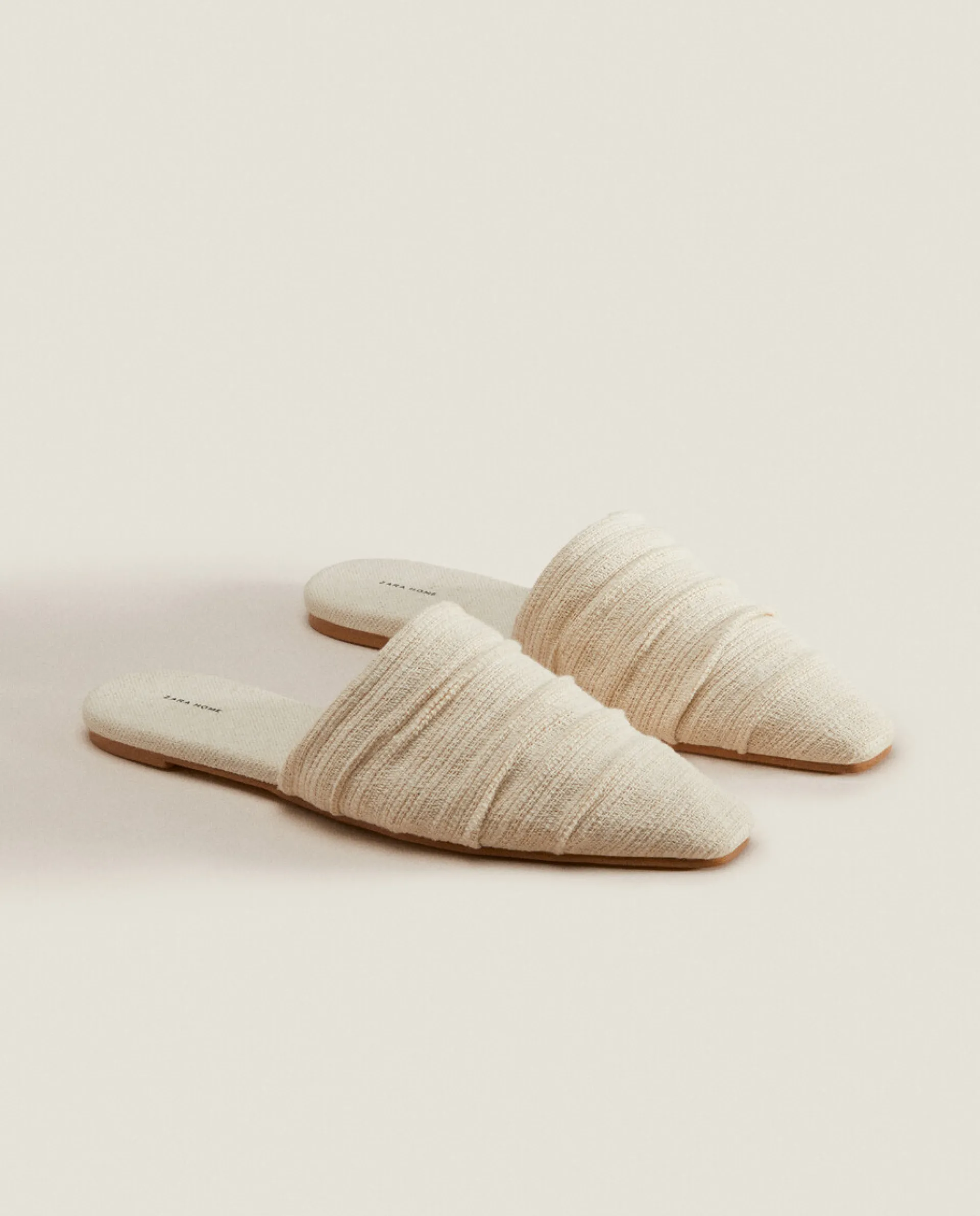 Woman*ZARA Home Pleated Mules Ecru