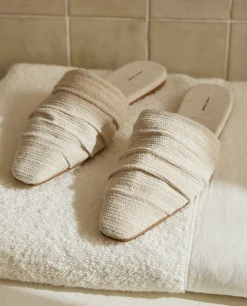Woman*ZARA Home Pleated Mules Ecru