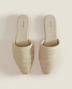Woman*ZARA Home Pleated Mules Ecru