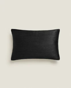 Solid*ZARA Home Pleated Throw Pillow Cover Black