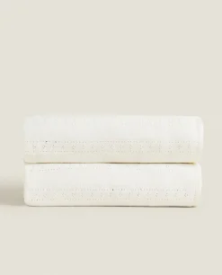 Blankets*ZARA Home Pointelle Cotton Blanket Oyster White