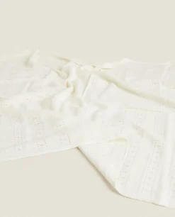 Blankets*ZARA Home Pointelle Cotton Blanket Oyster White