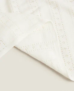 Blankets*ZARA Home Pointelle Cotton Blanket Oyster White