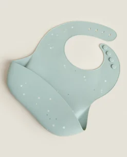 Mealtime*ZARA Home Polka Dot Silicone Bib Green