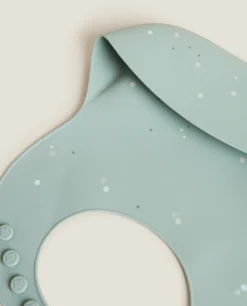 Mealtime*ZARA Home Polka Dot Silicone Bib Green