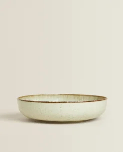 Soup Plates*ZARA Home Porcelain Soup Plate With Antique Finish Rim Green