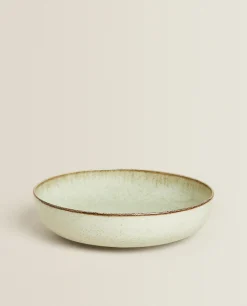 Soup Plates*ZARA Home Porcelain Soup Plate With Antique Finish Rim Green