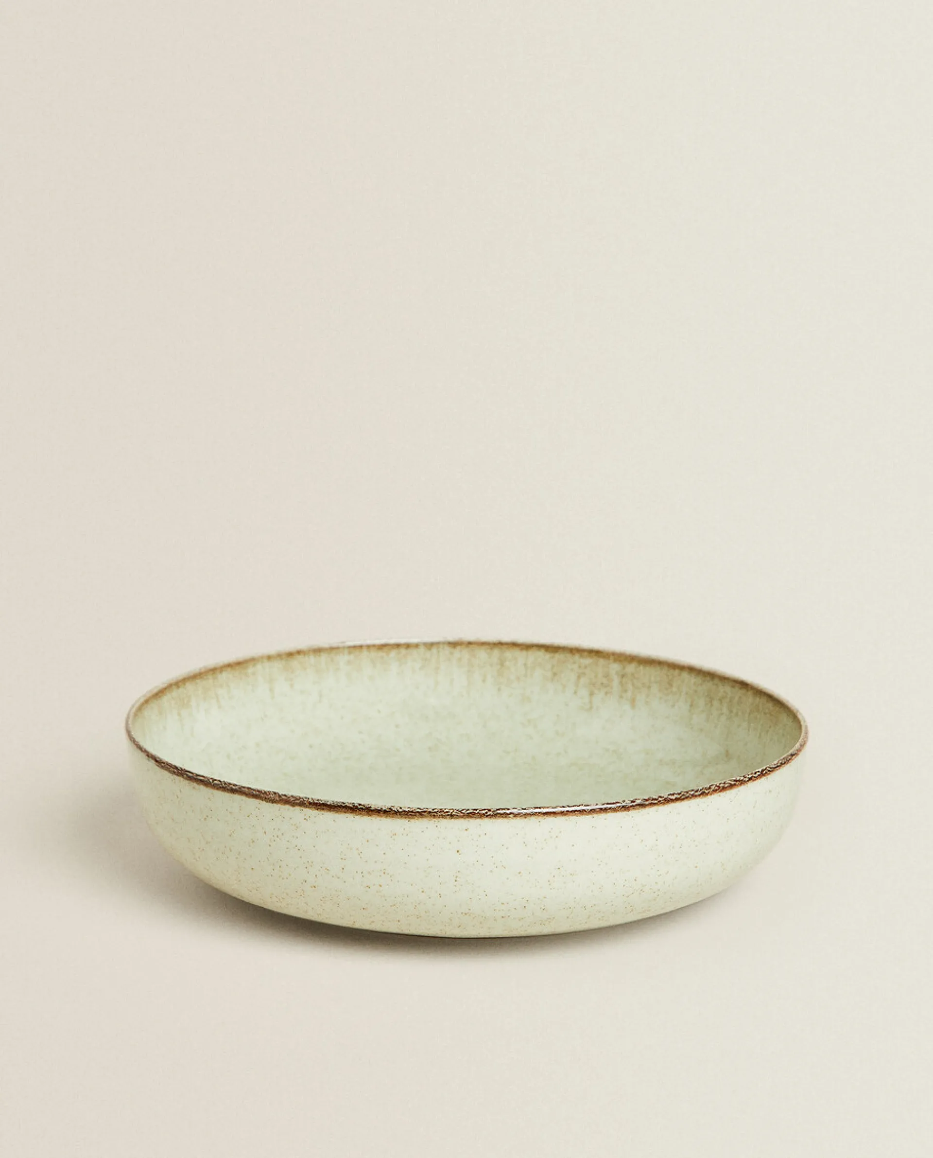 Soup Plates*ZARA Home Porcelain Soup Plate With Antique Finish Rim Green