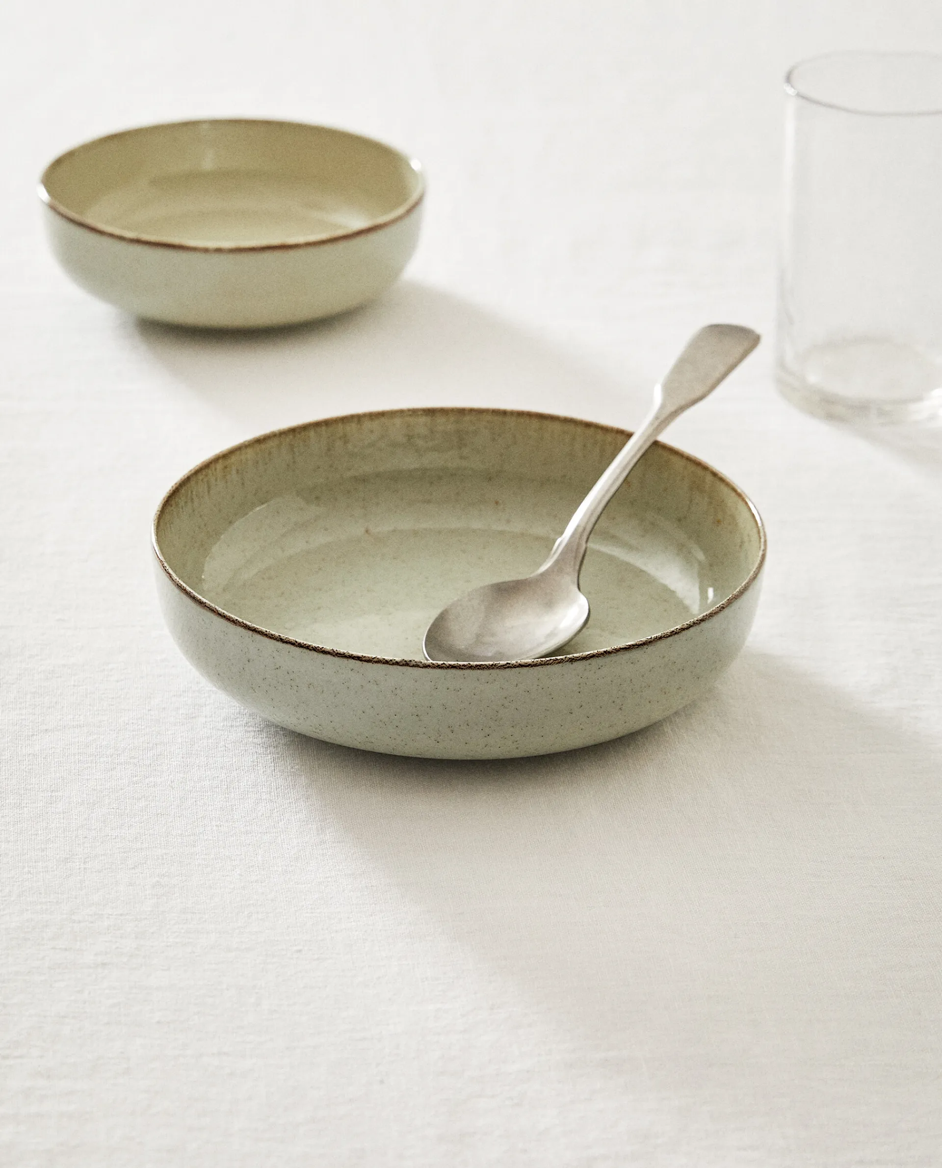 Soup Plates*ZARA Home Porcelain Soup Plate With Antique Finish Rim Green