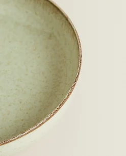 Soup Plates*ZARA Home Porcelain Soup Plate With Antique Finish Rim Green