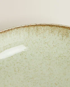 Soup Plates*ZARA Home Porcelain Soup Plate With Antique Finish Rim Green